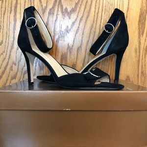 Audrey Brooke Black Suede Heels Sz 10 NIB